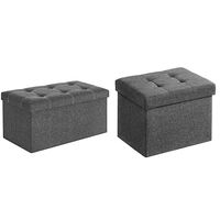 SONGMICS Ottoman Storage Bench, 15 x 30 x 15 Inches, Dark Gray ULSF001G01 Folding Storage Ottoman, Cube Footrest, 12.2 x 16.1 x 12.2 Inches, Dark Gray ULSF102G01