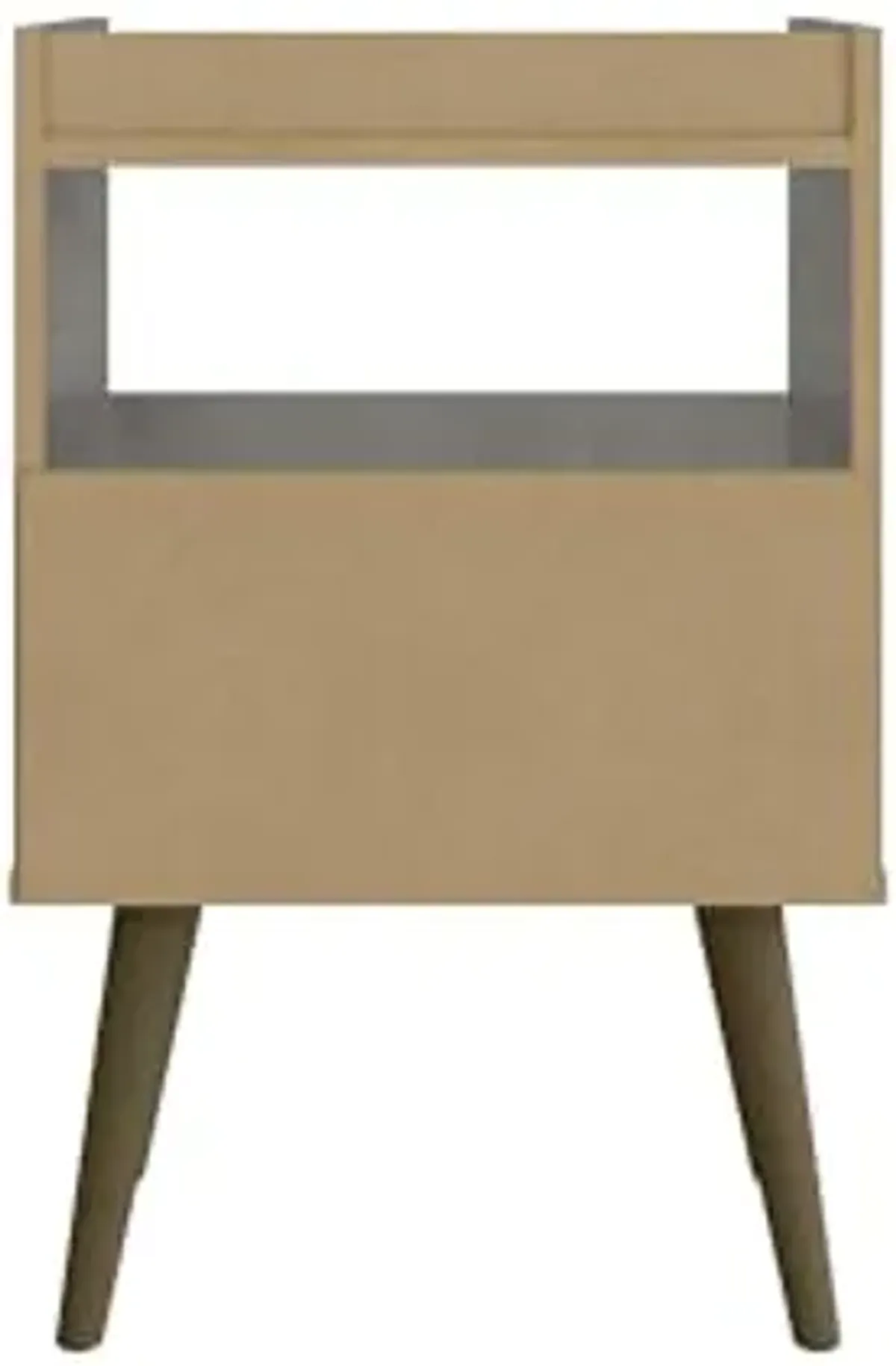 Manhattan Comfort Bogart Mid Century Modern Nightstand with Open Shelf and Drawer, Accent Bedside or End Table for Bedroom or Living Room, Grey