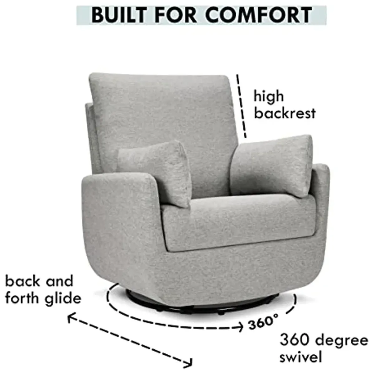 DaVinci Juno Swivel Glider in Frost Grey, Greenguard Gold & CertiPUR-US Certified