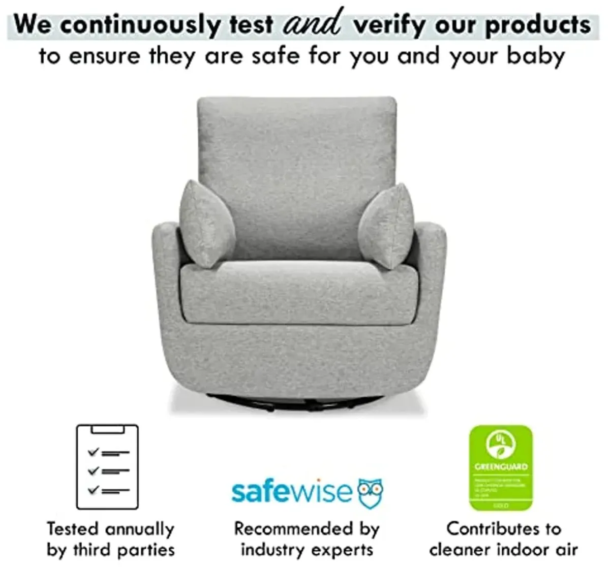 DaVinci Juno Swivel Glider in Frost Grey, Greenguard Gold & CertiPUR-US Certified