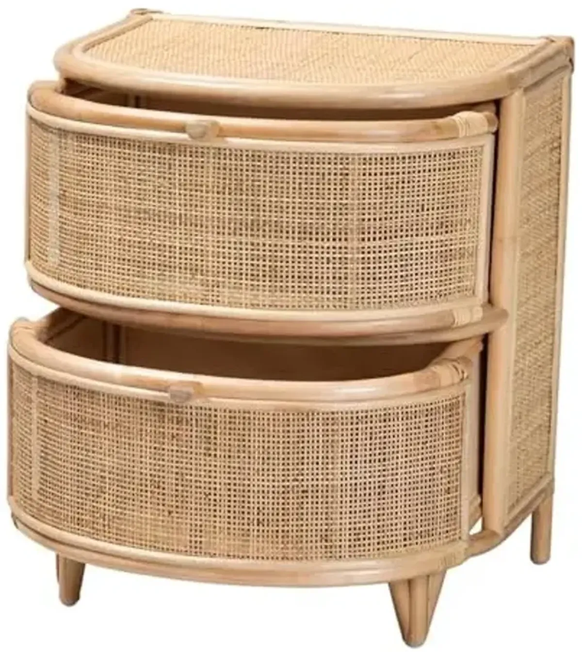 Baxton Studio Oleta Modern Bohemian Natural Brown Rattan 2-Drawer Nightstand