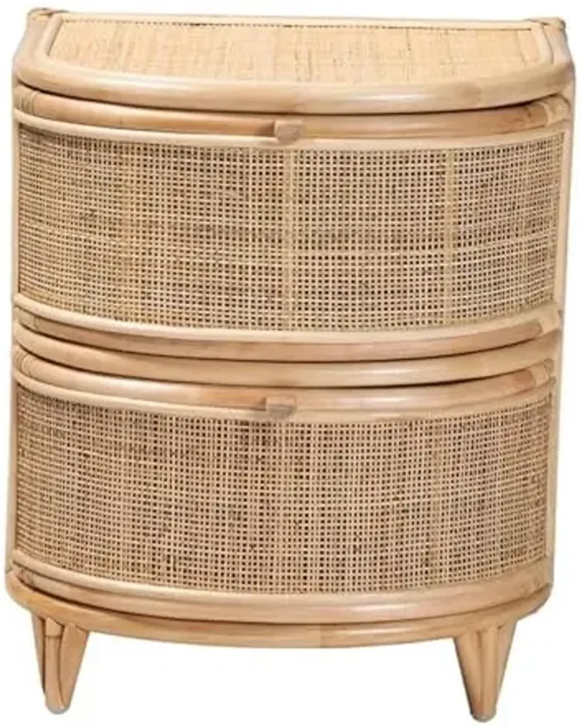 Baxton Studio Oleta Modern Bohemian Natural Brown Rattan 2-Drawer Nightstand