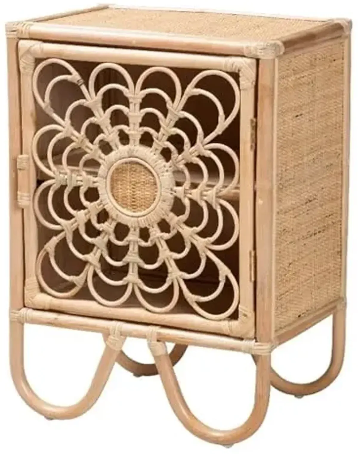 Baxton Studio Acelin Modern Bohemian Natural Brown Rattan Nightstand