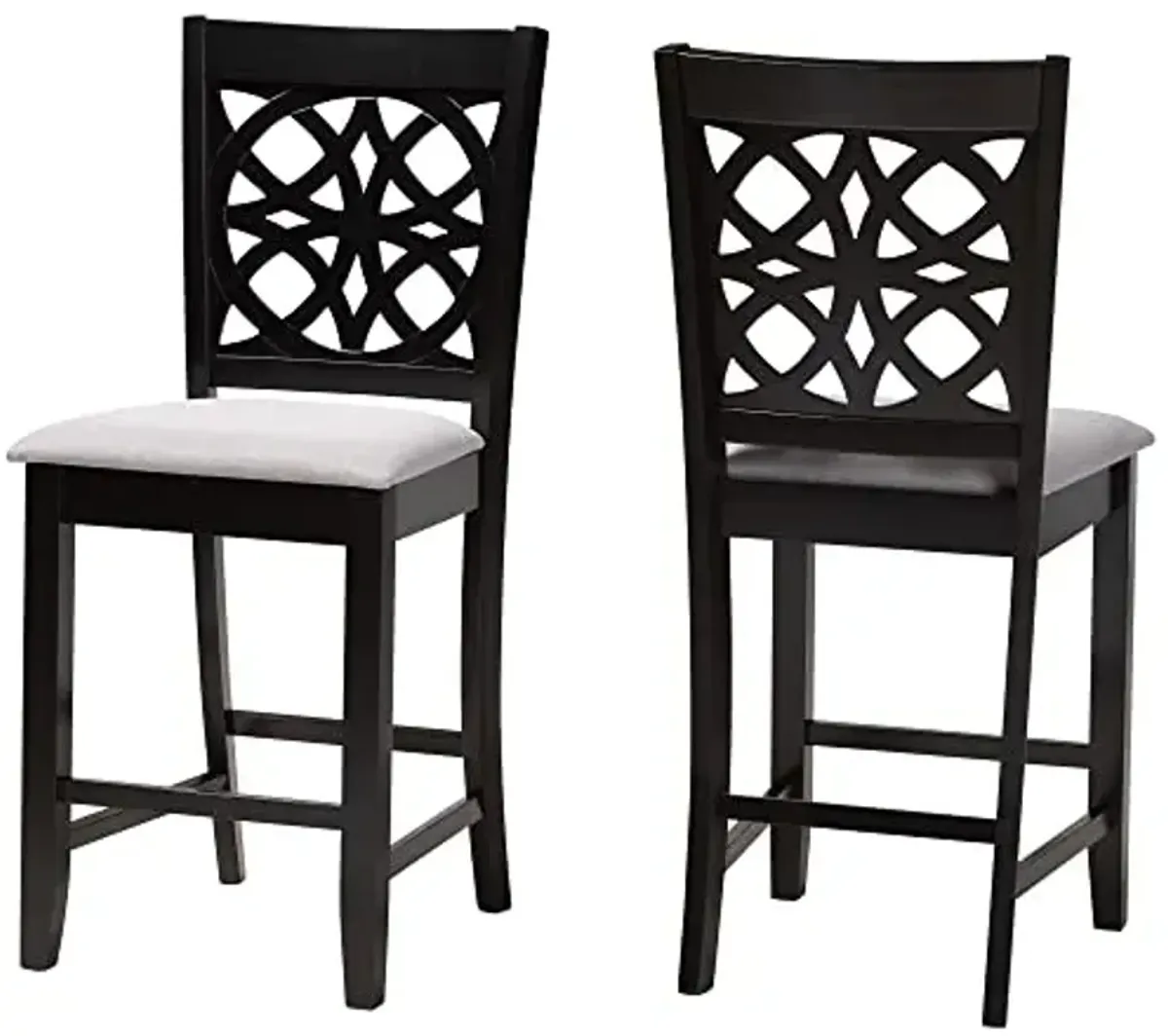Baxton Studio Abigail Counter Stools, Set of 2, Grey/Dark Brown