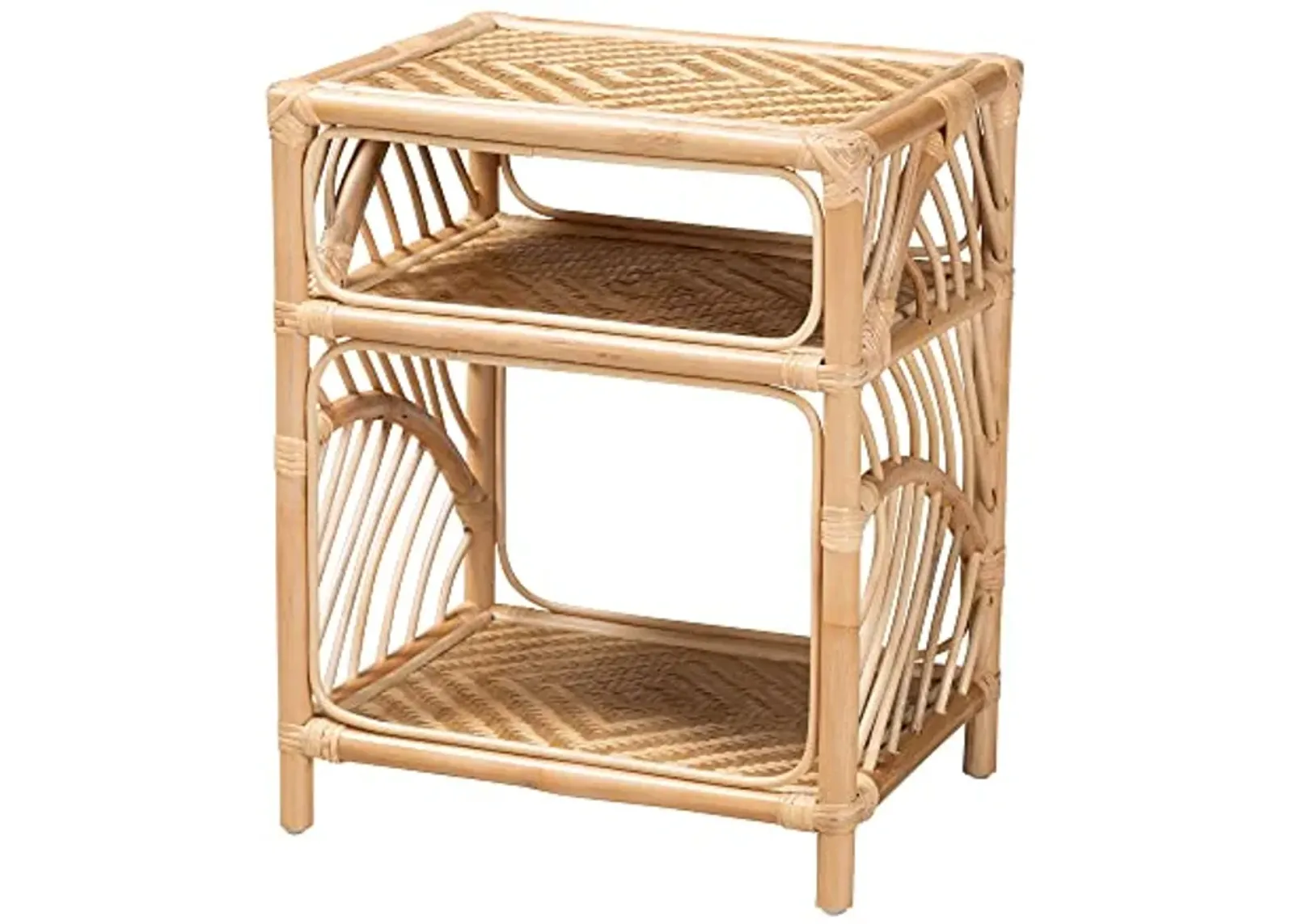 Baxton Studio Baara Natural Rattan Nightstand, 2-Shelf