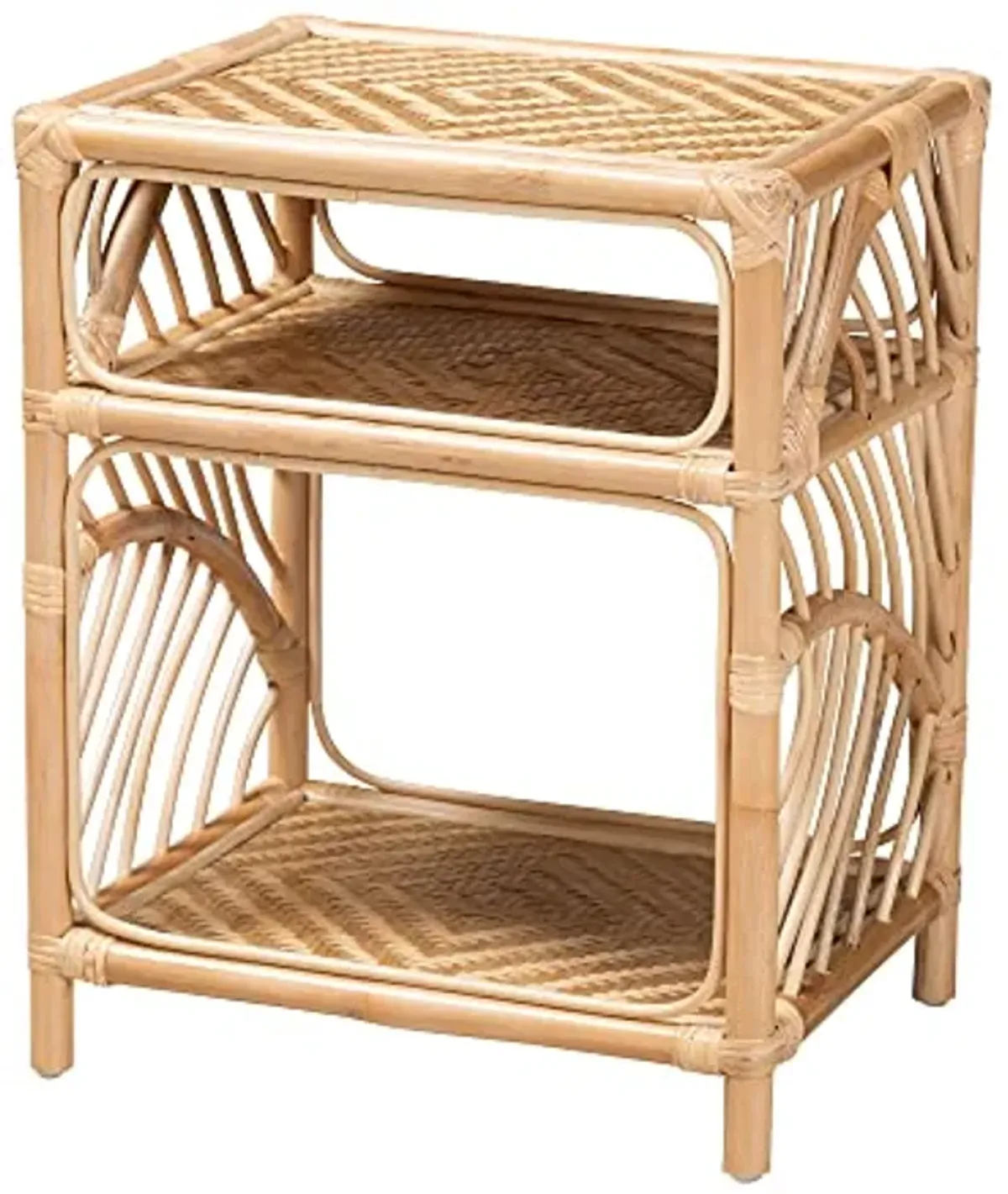 Baxton Studio Baara Natural Rattan Nightstand, 2-Shelf