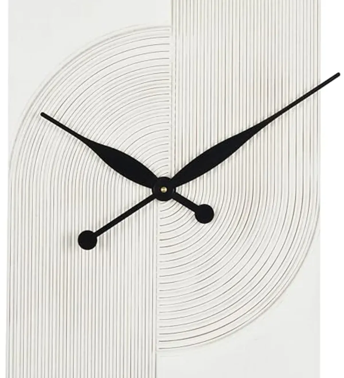 The Novogratz Wood Geometric Decorative Wall Clock Art Deco Inspired Line Art Wall Clock for Home with Black Accents, Wall Clock for Room 30" x 2" x 31", White