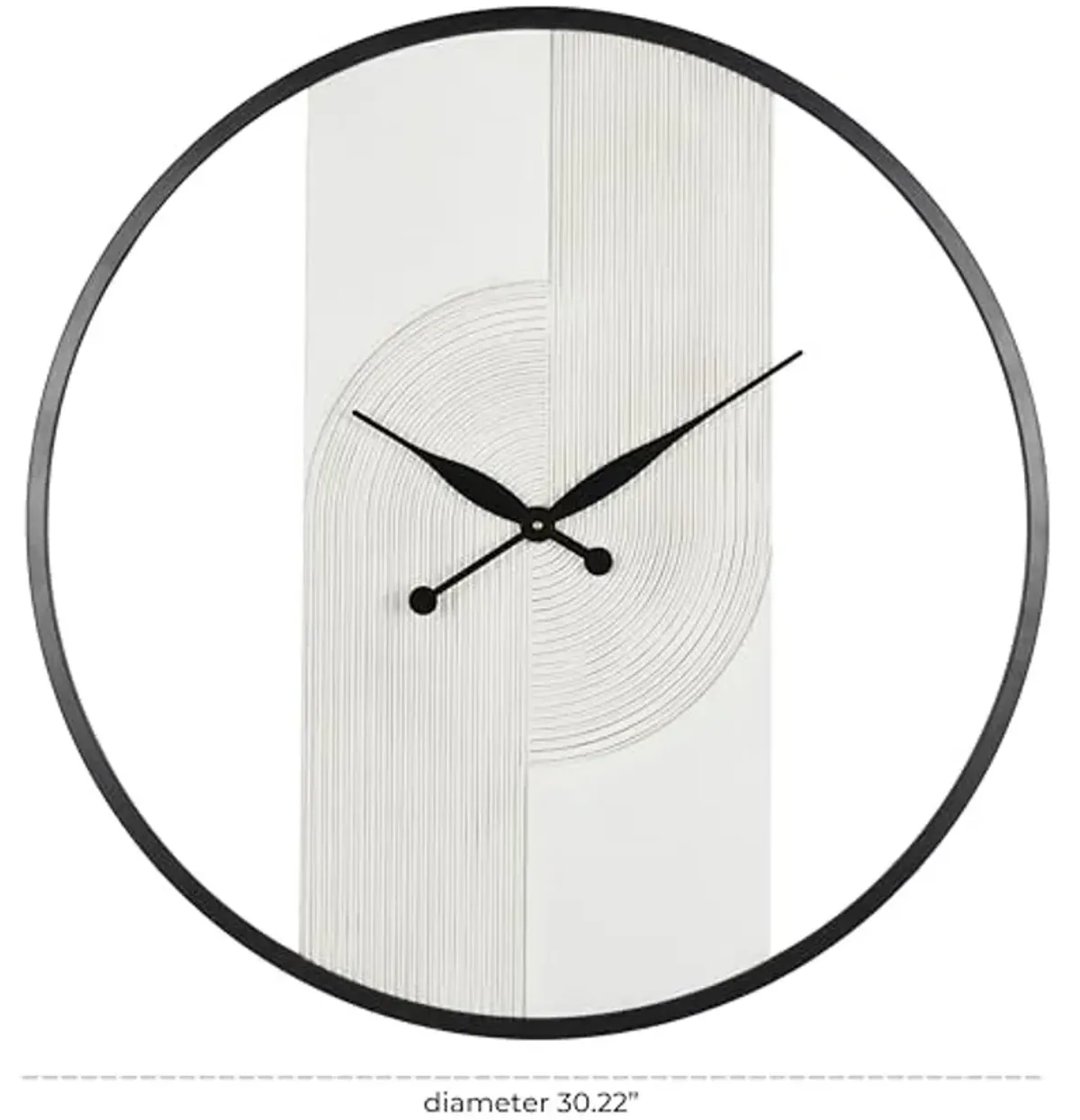 The Novogratz Wood Geometric Decorative Wall Clock Art Deco Inspired Line Art Wall Clock for Home with Black Accents, Wall Clock for Room 30" x 2" x 31", White