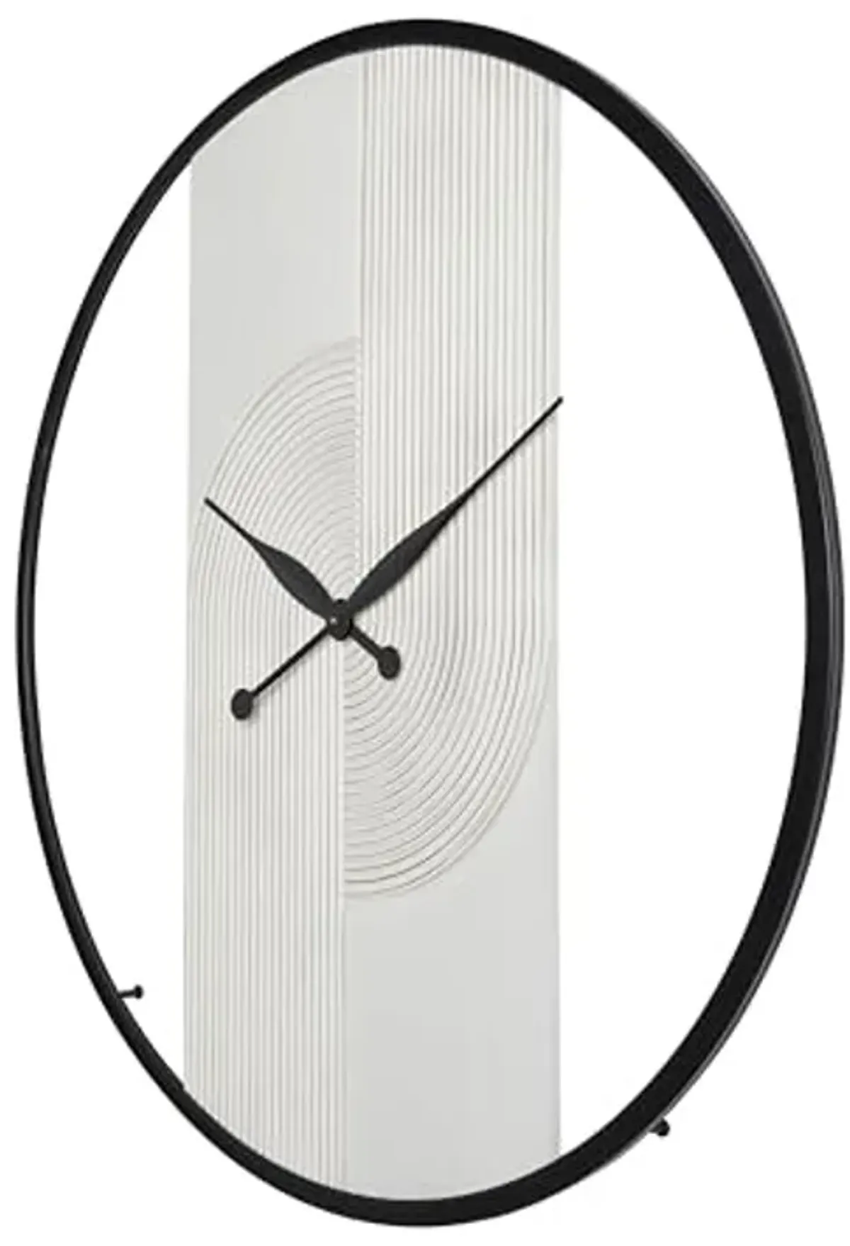 The Novogratz Wood Geometric Decorative Wall Clock Art Deco Inspired Line Art Wall Clock for Home with Black Accents, Wall Clock for Room 30" x 2" x 31", White