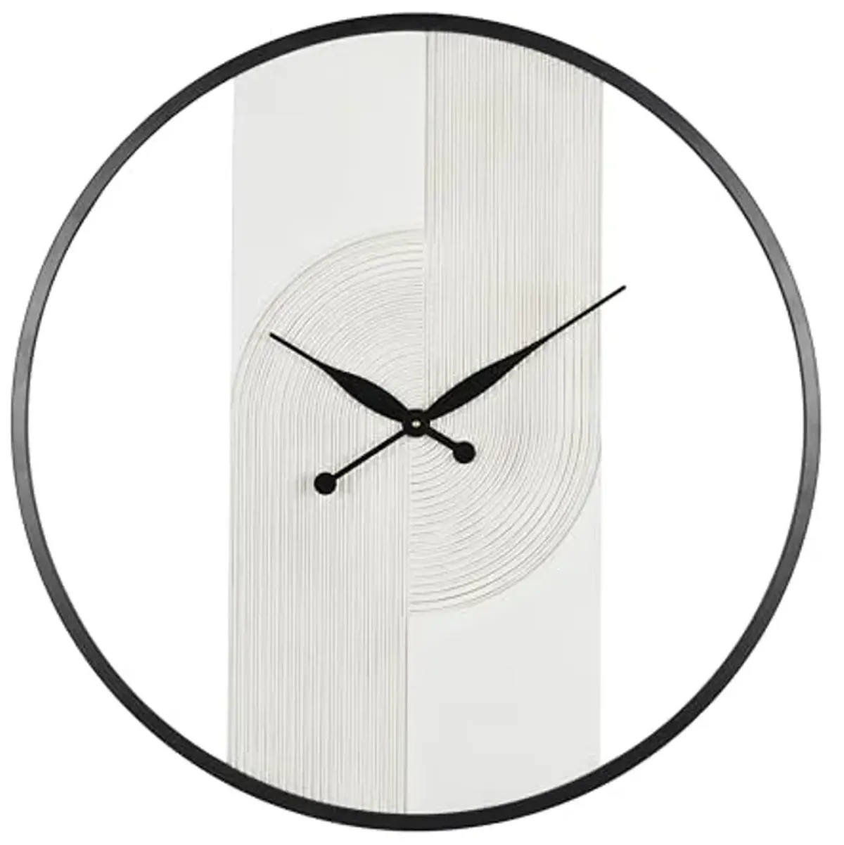 The Novogratz Wood Geometric Decorative Wall Clock Art Deco Inspired Line Art Wall Clock for Home with Black Accents, Wall Clock for Room 30" x 2" x 31", White