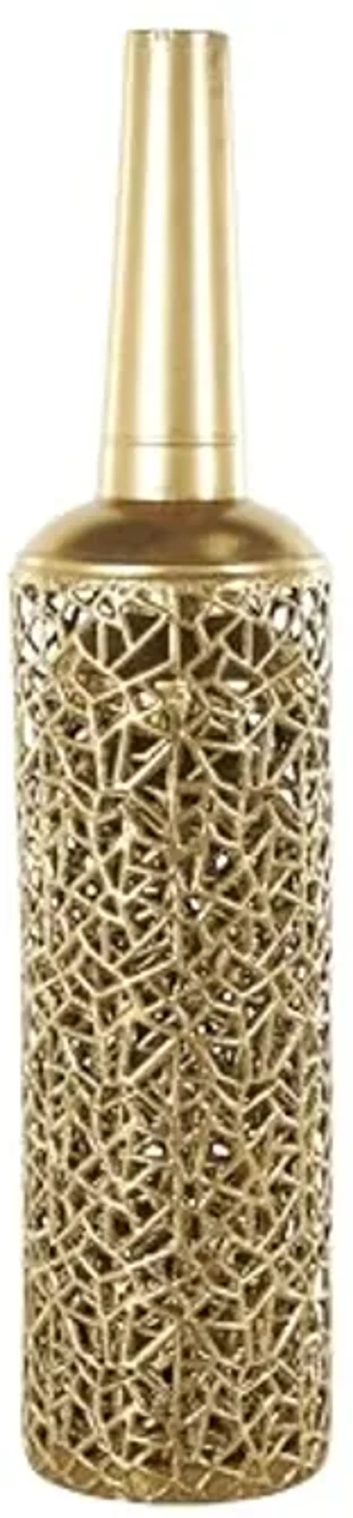 The Novogratz Metal Decorative Vase Abstract Patterned Centerpiece Vases with Open Frame Design, Set of 3 Vases for Home Decoration 30, 25, 21" H, Gold