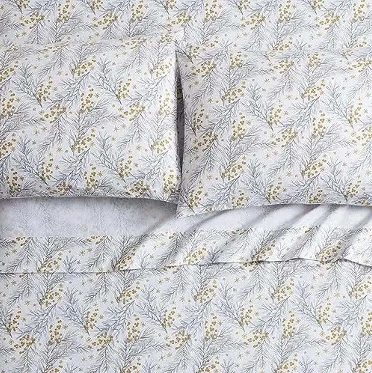 Tahari Home - King Sheets, 4-Piece Cotton Flannel Bedding with Matching Pillowcases, Brushed for Extra Softness, Cozy Home Decor (Pine Gold, King)