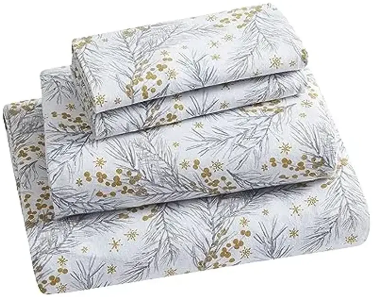 Tahari Home - Twin Sheets, 3-Piece Cotton Flannel Bedding with Matching Pillowcase, Brushed for Extra Softness, Cozy Home Decor (Pine Gold, Twin)