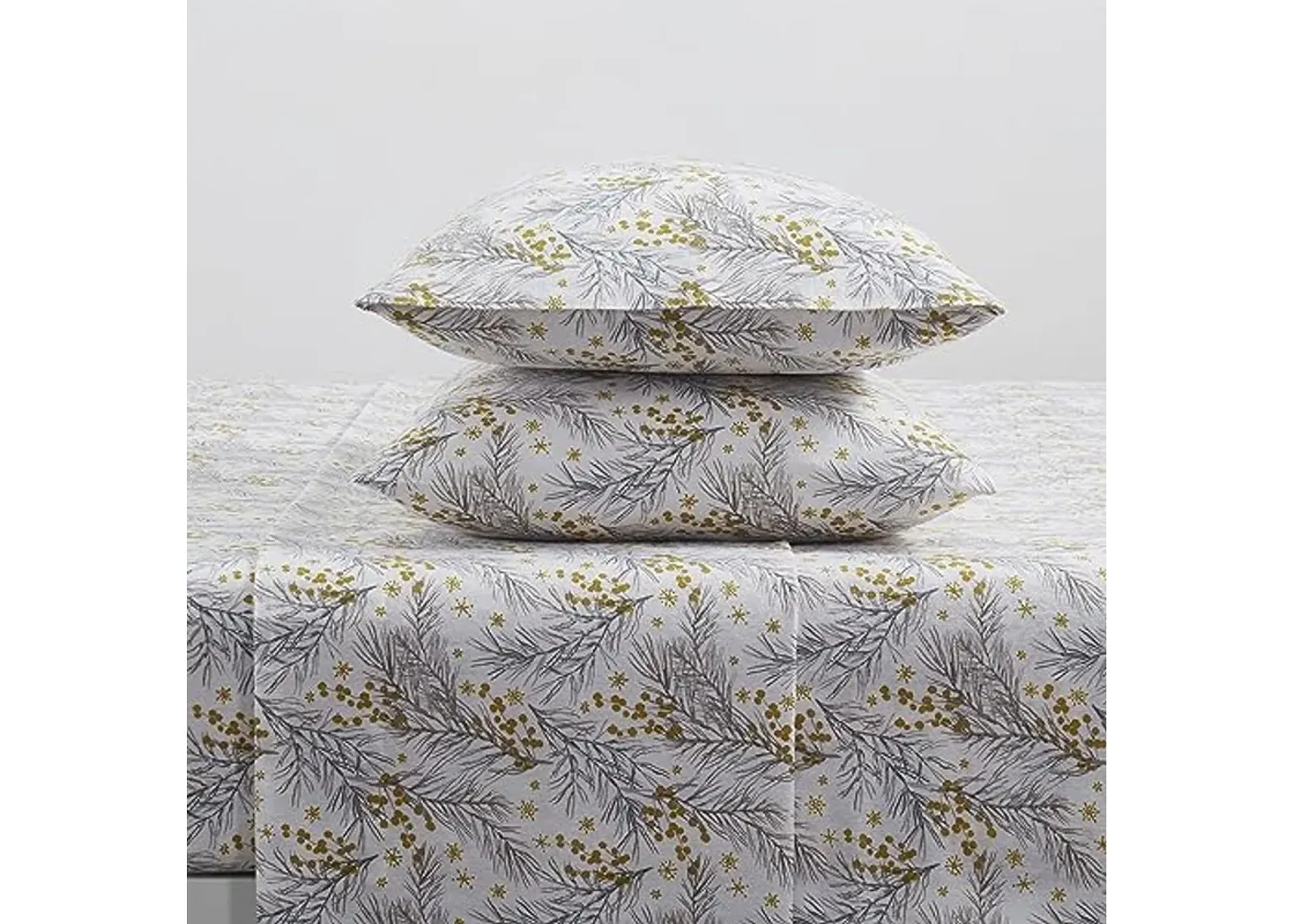 Tahari Home - Twin Sheets, 3-Piece Cotton Flannel Bedding with Matching Pillowcase, Brushed for Extra Softness, Cozy Home Decor (Pine Gold, Twin)