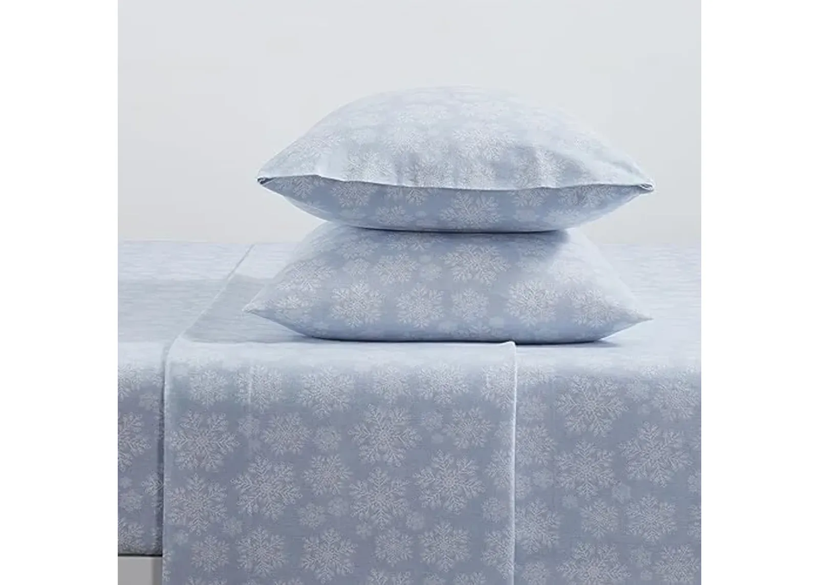 Tahari Home - Full Sheets, 4-Piece Cotton Flannel Bedding with Matching Pillowcases, Brushed for Extra Softness, Cozy Home Decor (Snowflake Blue, Full)