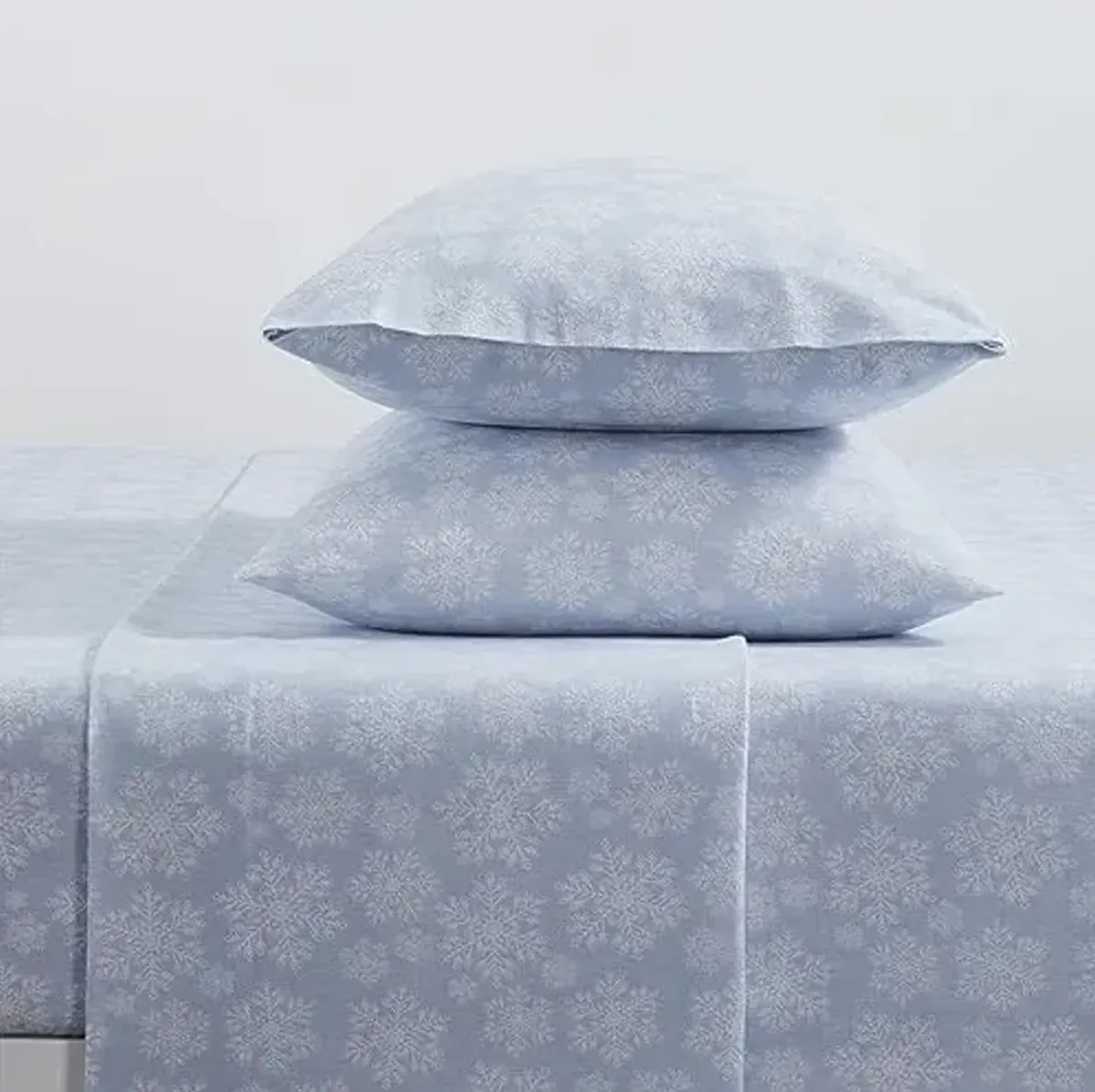 Tahari Home - Full Sheets, 4-Piece Cotton Flannel Bedding with Matching Pillowcases, Brushed for Extra Softness, Cozy Home Decor (Snowflake Blue, Full)