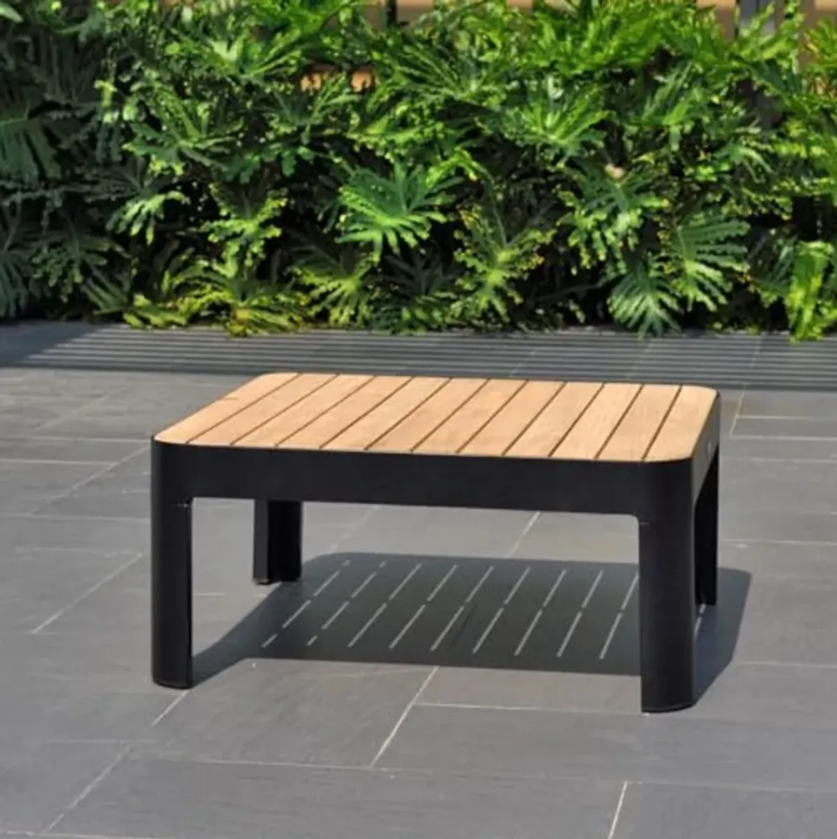 Amazonia | Teak Wood | Ideal for Patio and Indoors Gubbio 1-Piece Outdoor Square Side Table |, Black