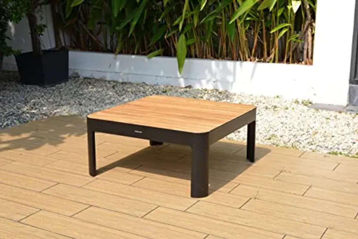 Amazonia | Teak Wood | Ideal for Patio and Indoors Gubbio 1-Piece Outdoor Square Side Table |, Black