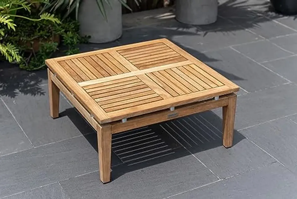 Amazonia | Teak Wood | Ideal for Patio and Indoors Grosseto 1-Piece Outdoor Square Side Table, Brown