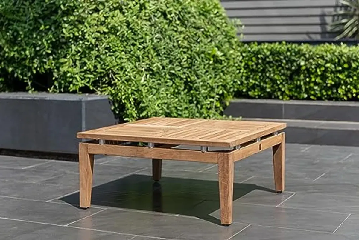 Amazonia | Teak Wood | Ideal for Patio and Indoors Grosseto 1-Piece Outdoor Square Side Table, Brown