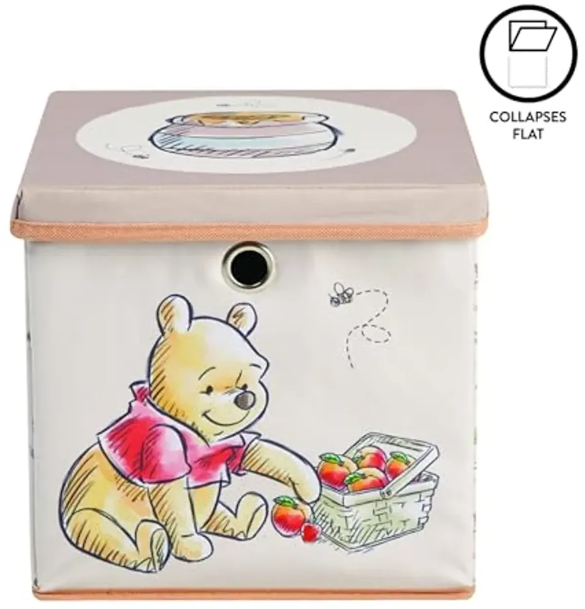 Idea Nuova Winnie the Pooh Collapsible Storage Cube with removable Lid, 10" Wx10 Hx10 D