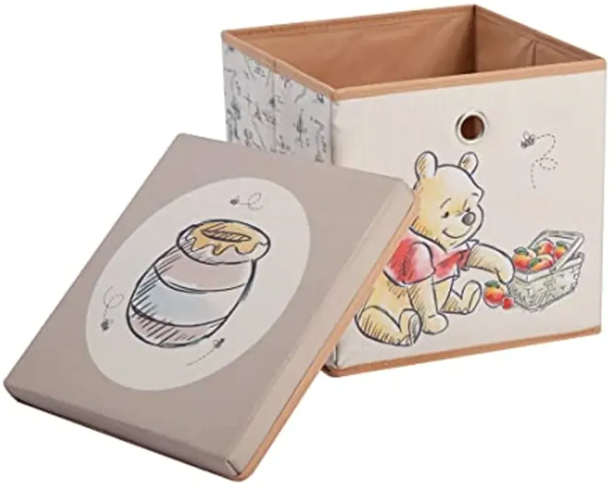 Idea Nuova Winnie the Pooh Collapsible Storage Cube with removable Lid, 10" Wx10 Hx10 D