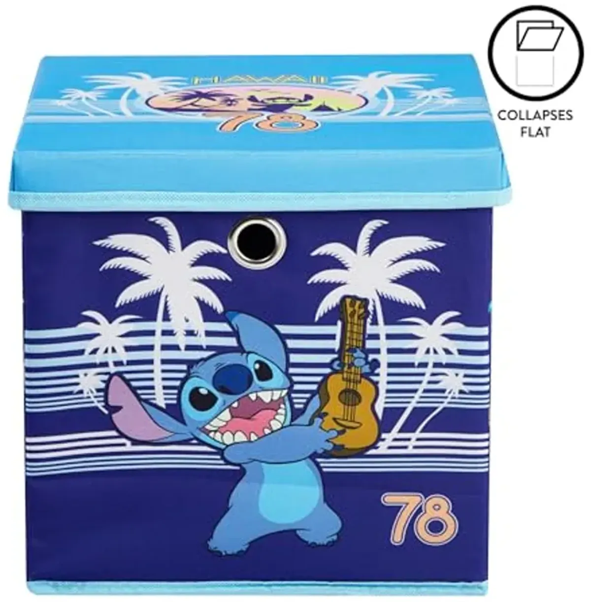 Idea Nuova Lilo and Stitch Collapsible Storage Cube with removable Lid, 10" Wx10 Hx10 D