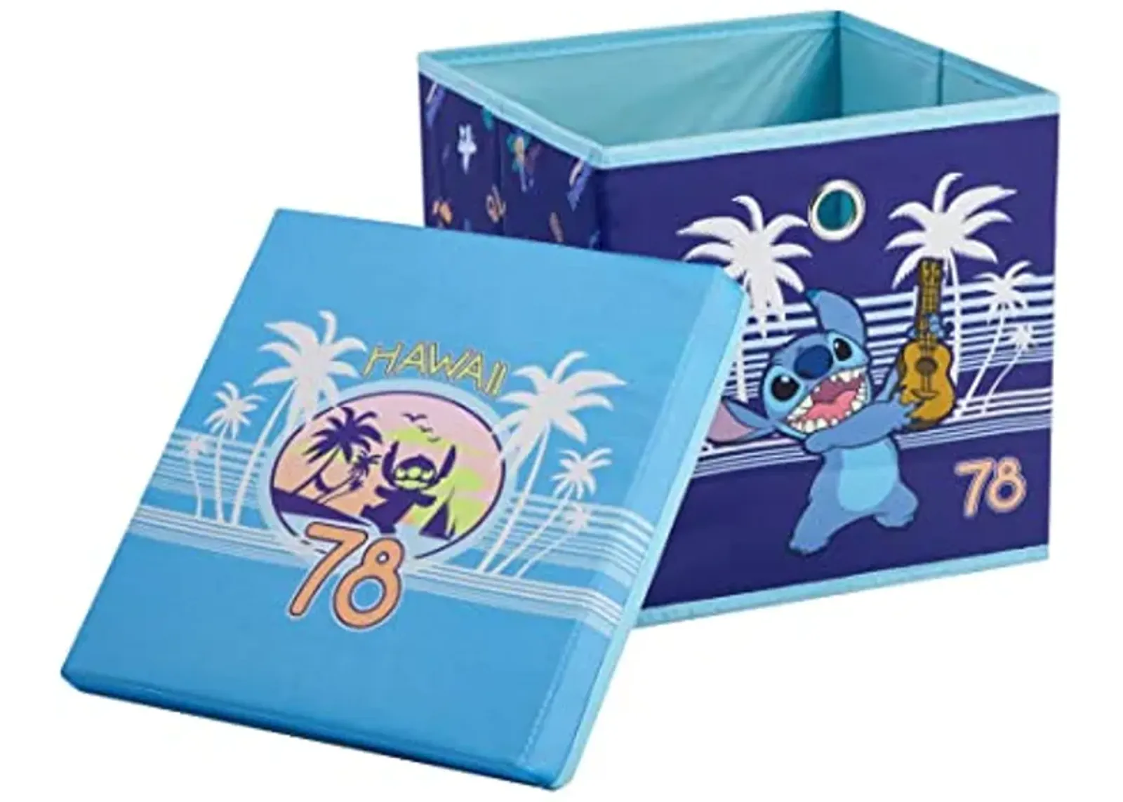 Idea Nuova Lilo and Stitch Collapsible Storage Cube with removable Lid, 10" Wx10 Hx10 D