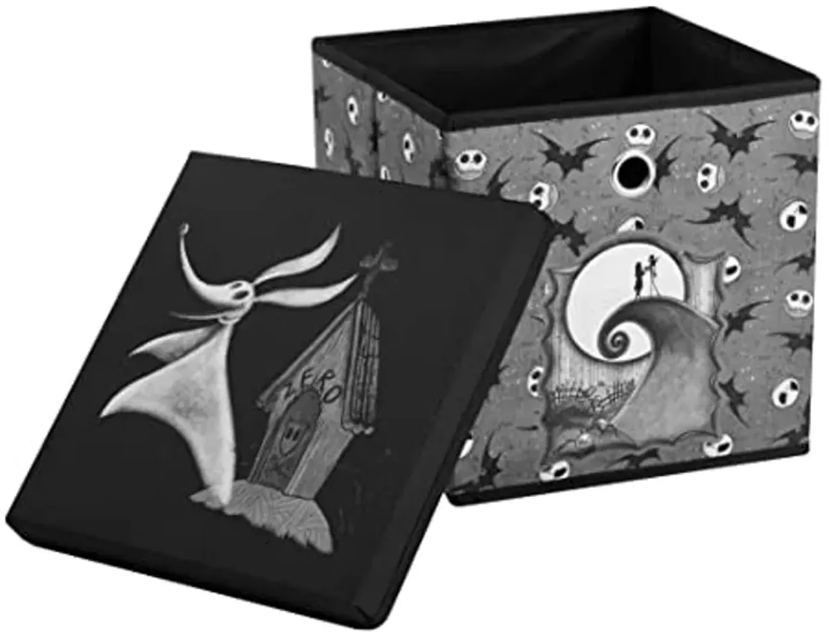 Idea Nuova Nightmare Before Christmas Collapsible Storage Cube with removable Lid, 10" Wx10 Hx10 D