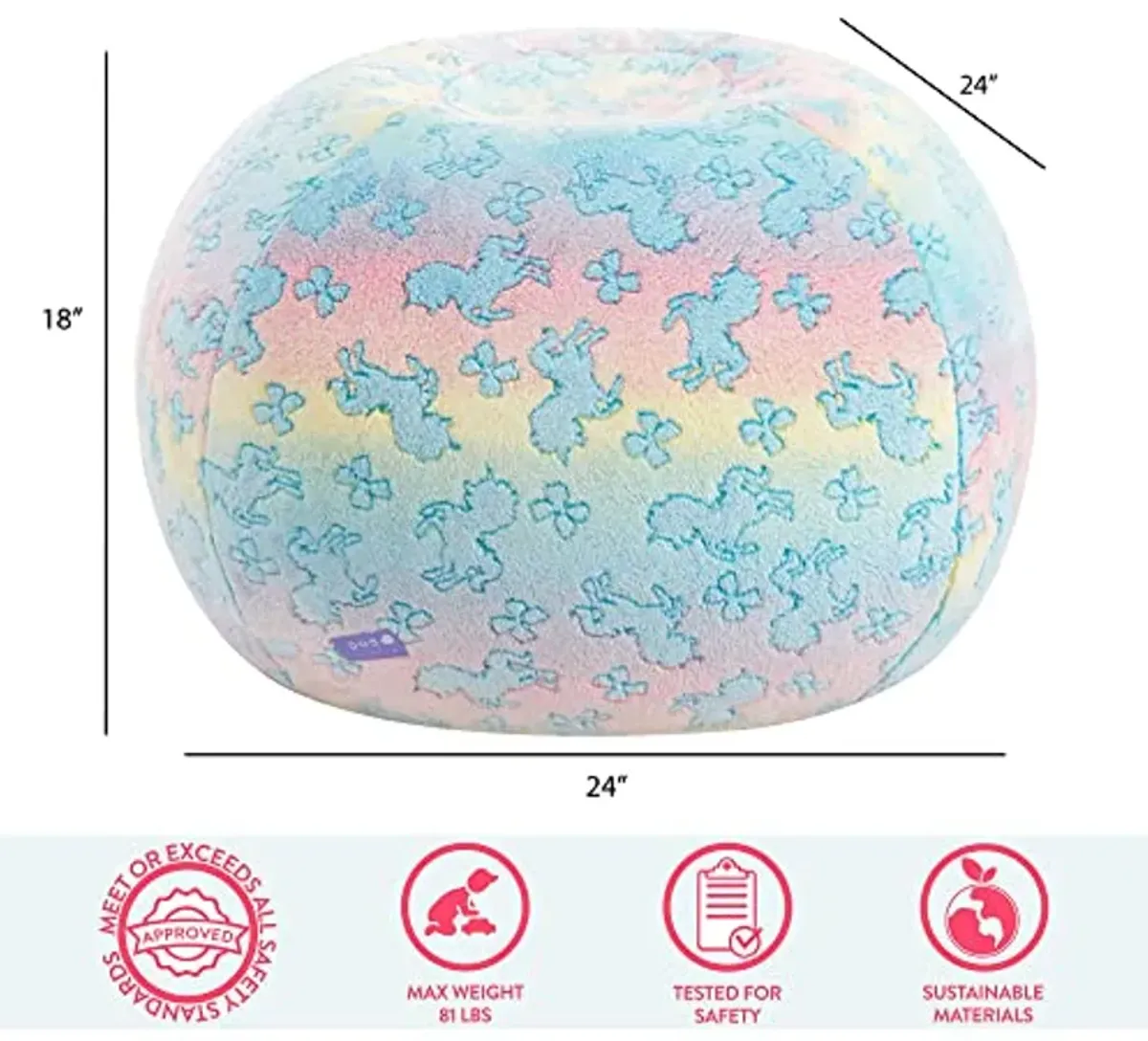 Idea Nuova Nickelodeon JoJo Siwa Embossed Faux Fur Round Bean Bag Chair for Kids,24"x24"x18"