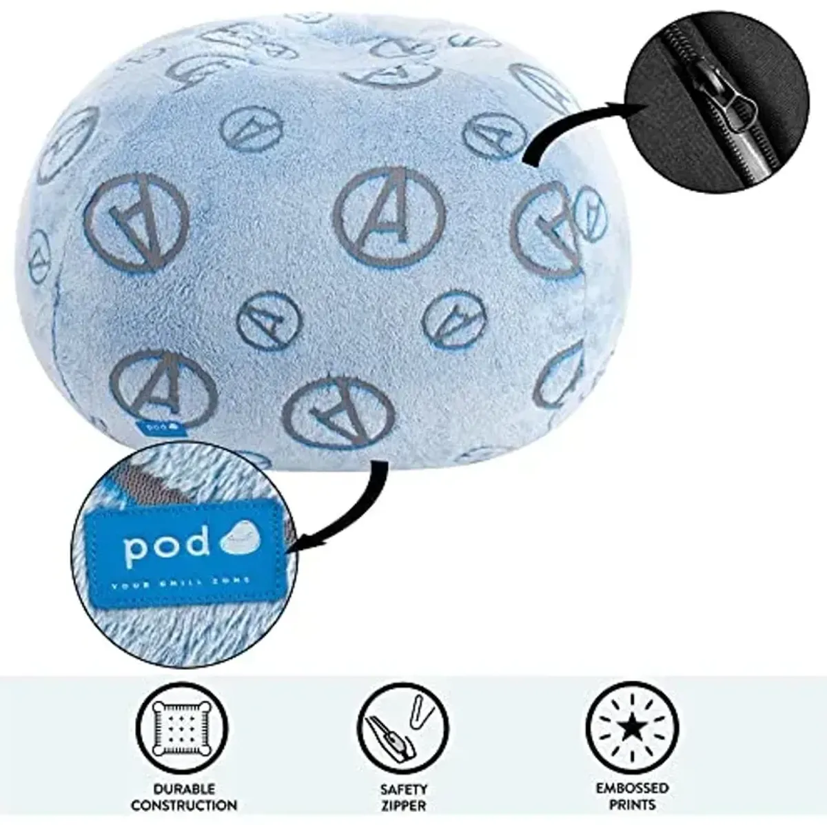 Idea Nuova Marvel Avengers Embossed Faux Fur Round Bean Bag Chair for Kids,24"x24"x18"