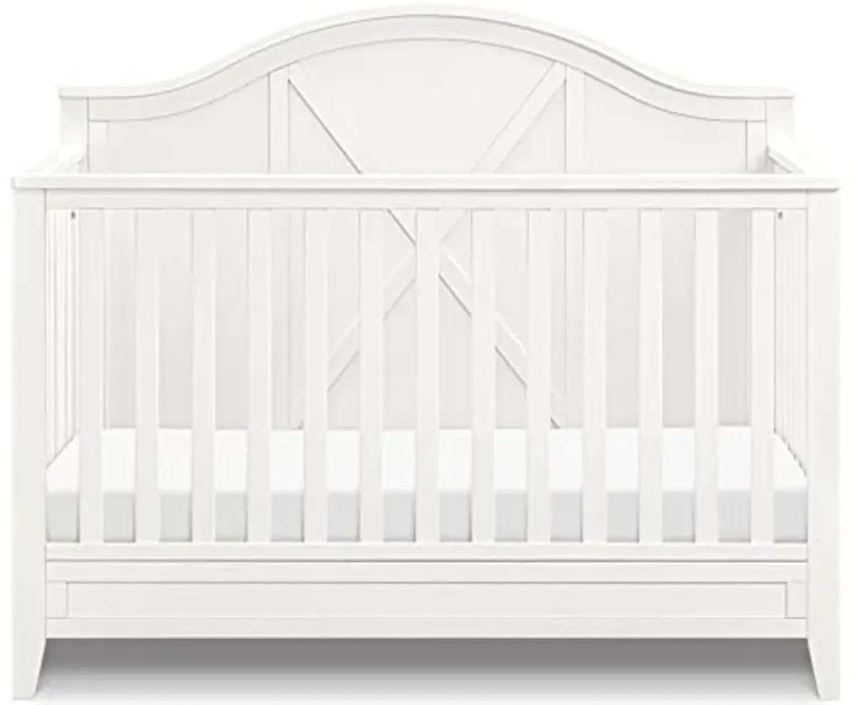 Davinci Sawyer Farmhouse 4-in-1 Convertible Crib in Heirloom White, GREENGUARD Gold Certified