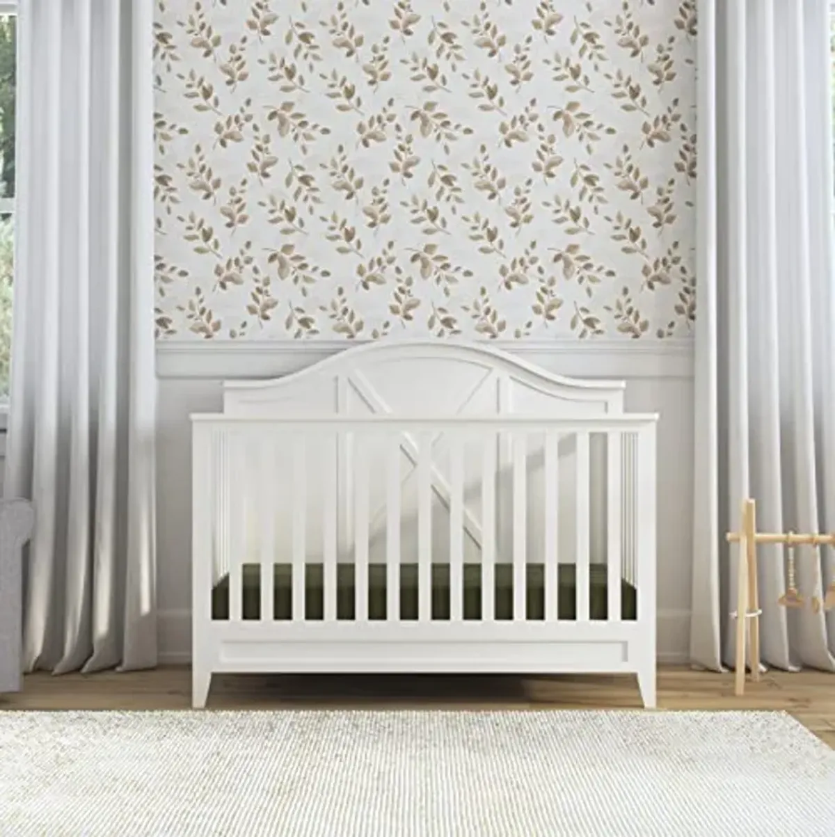 Davinci Sawyer Farmhouse 4-in-1 Convertible Crib in Heirloom White, GREENGUARD Gold Certified