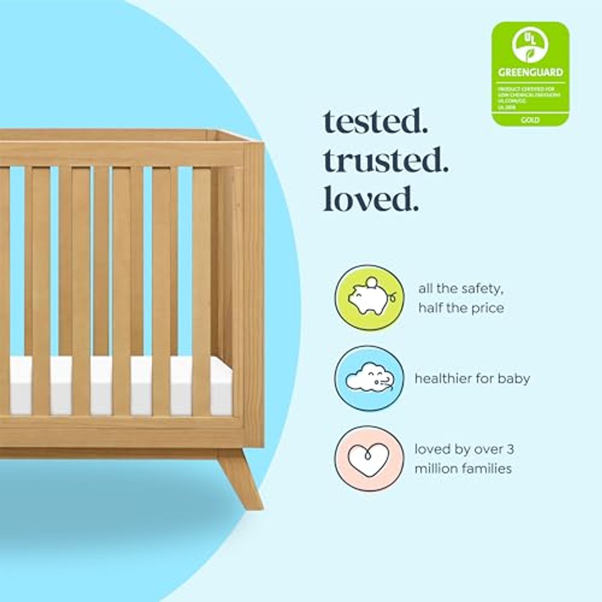 DaVinci Otto 3-in-1 Convertible Crib in Honey, Greenguard Gold Certified