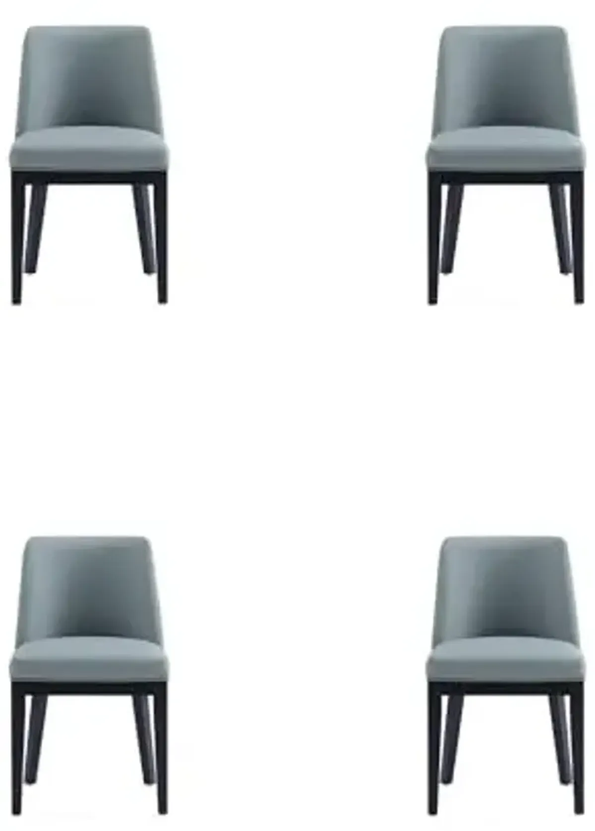 Manhattan Comfort Gansevoort Modern Faux Leather Dining Chair with Solid Beech Wood Frame, Upholstered Accent Furniture for Kitchen Table or Office, Set of 4, Pewter