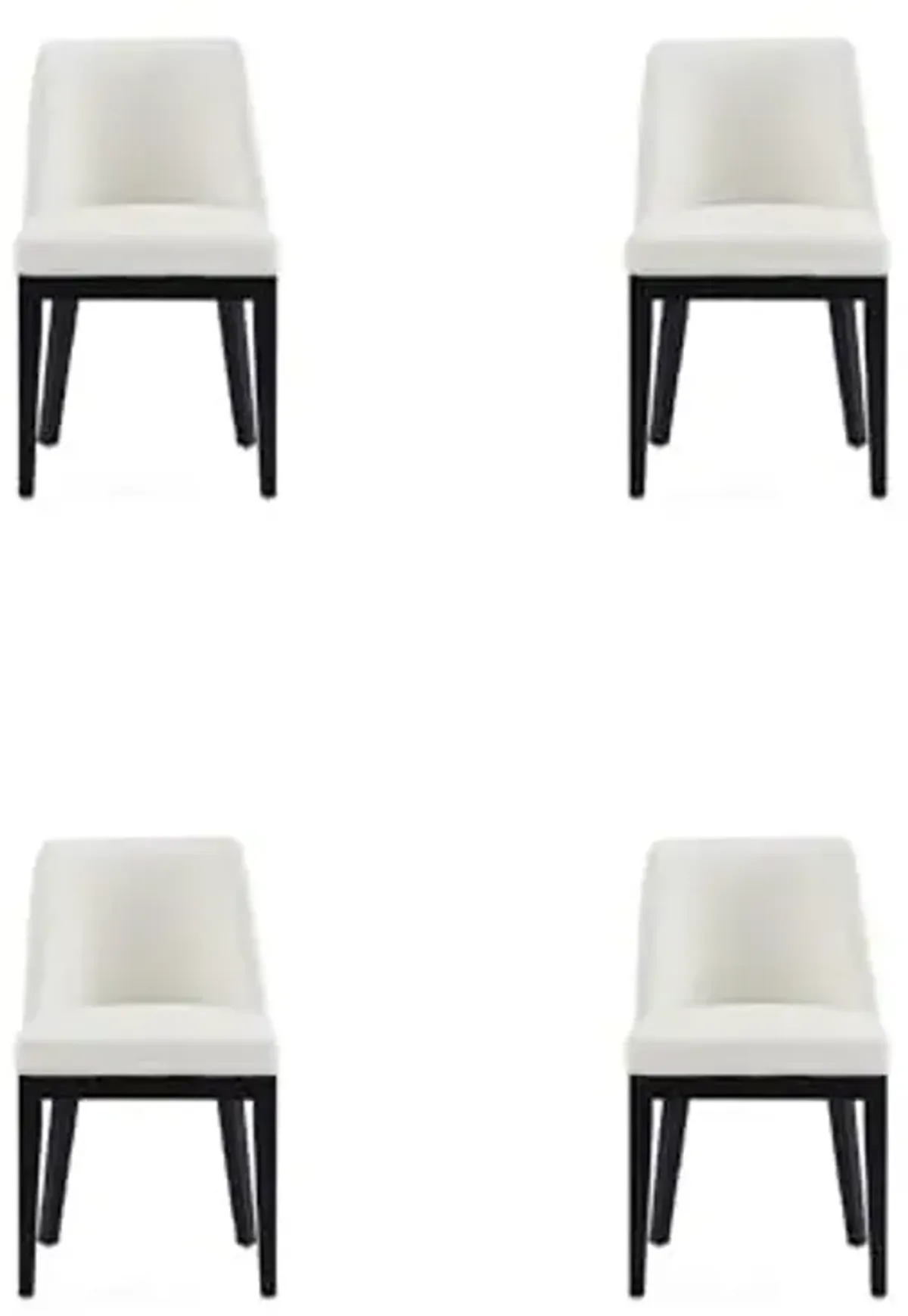 Manhattan Comfort Gansevoort Modern Faux Leather Dining Chair with Solid Beech Wood Frame, Upholstered Accent Furniture for Kitchen Table or Office, Set of 4, Cream