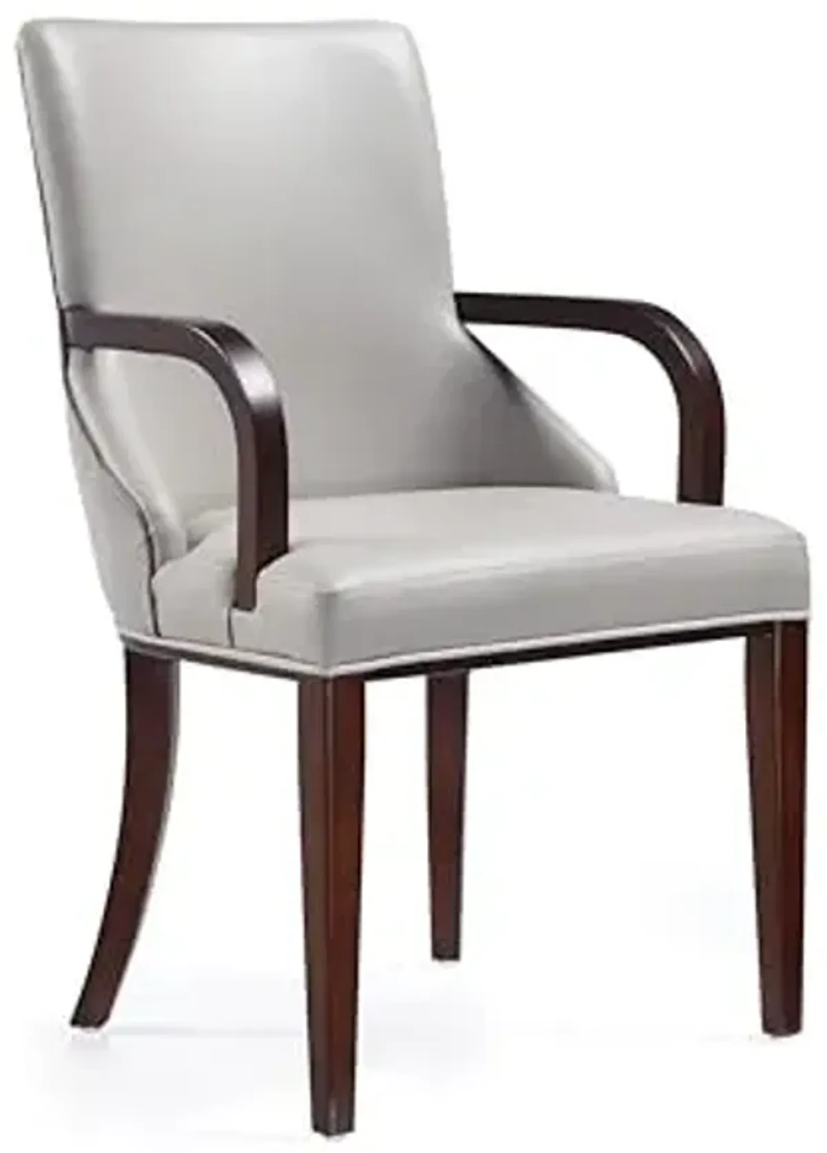 Manhattan Comfort Shubert Modern Velvet & Faux Leather Dining Chairs with Arms, Dual Upholstery Design on Solid Beech Wood Frame, Accent Furniture for Kitchen or Office, Set of 1, Light Grey