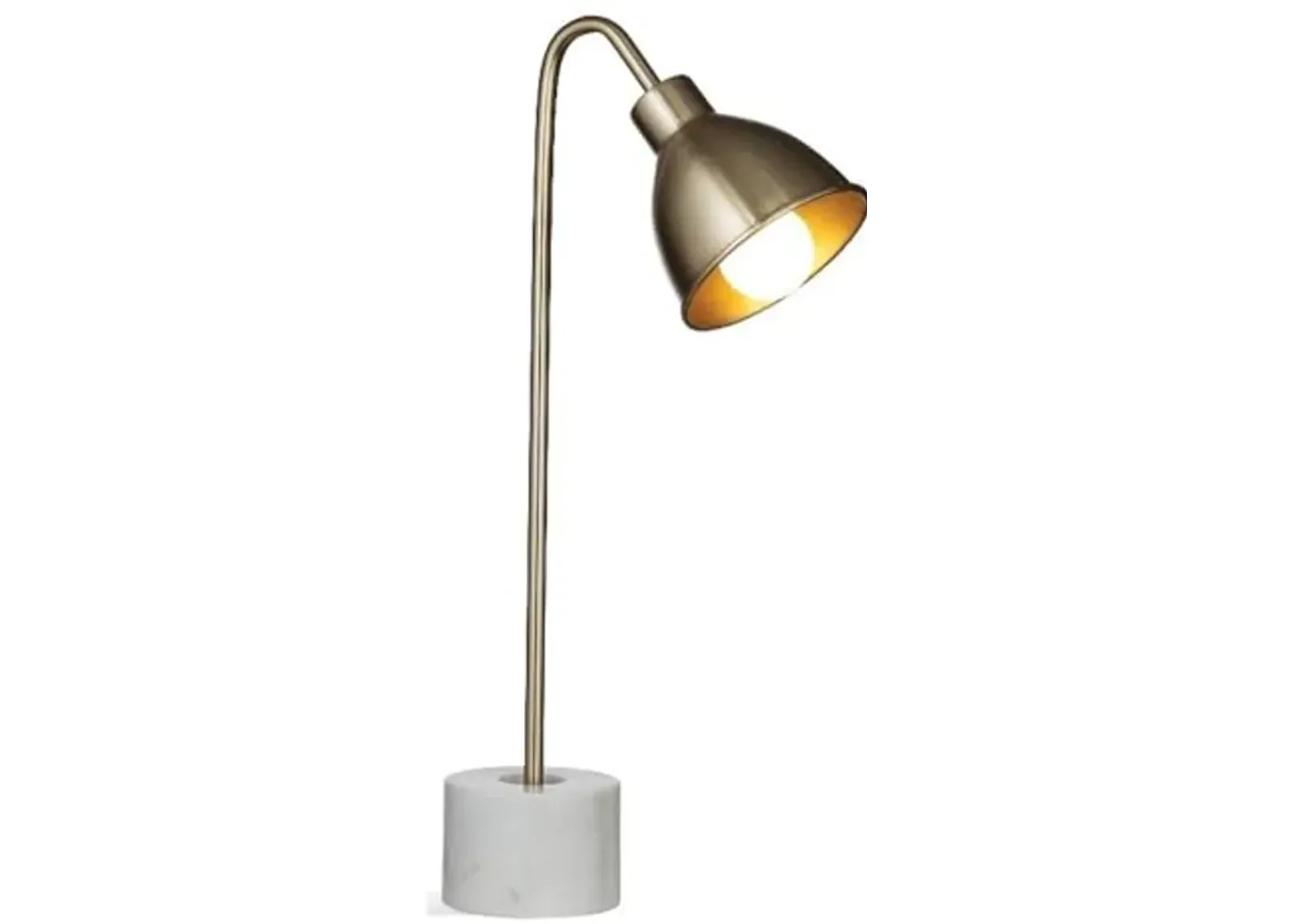 Bassett Mirror Renauld Iron & Marble Desk Lamp in and Brass and White