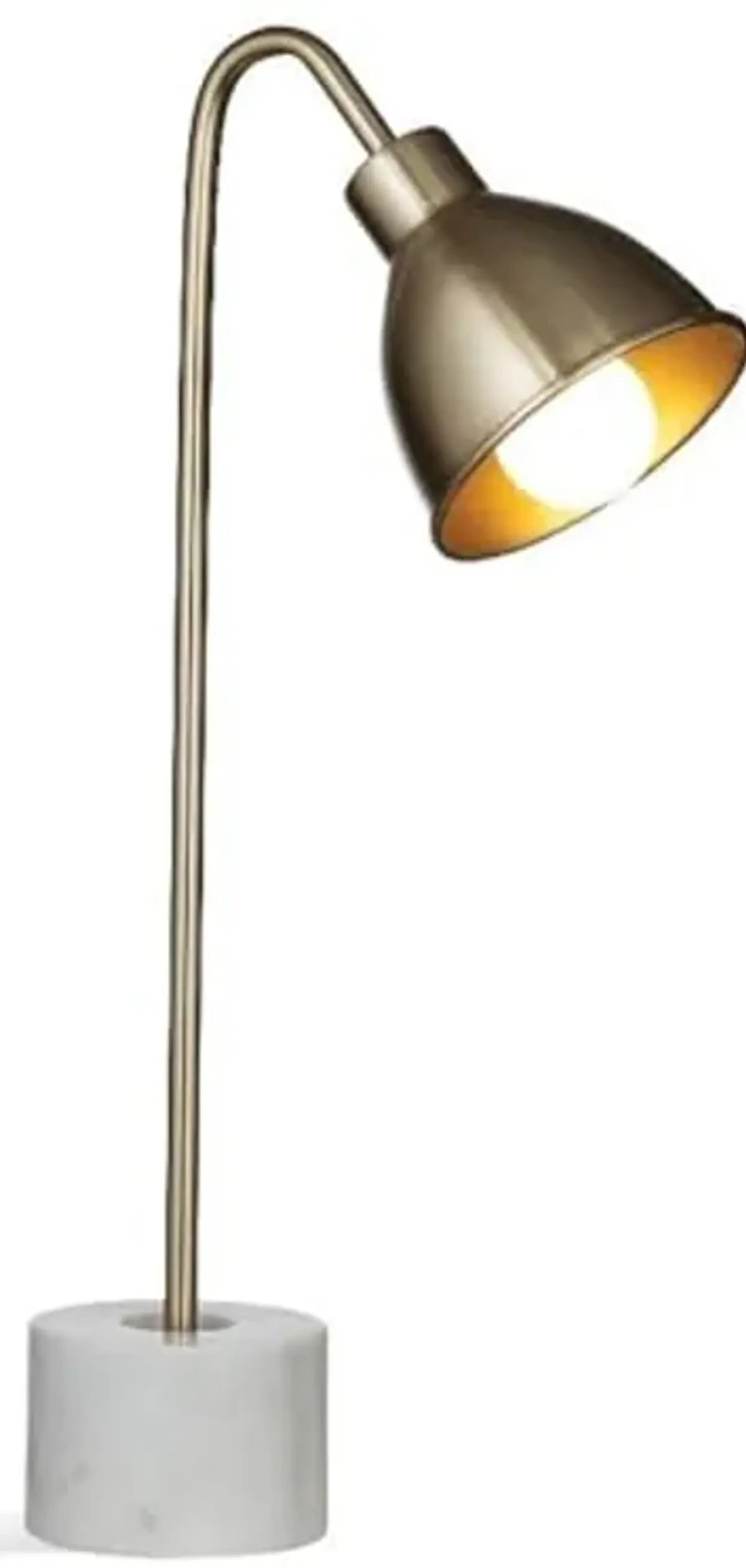 Bassett Mirror Renauld Iron & Marble Desk Lamp in and Brass and White