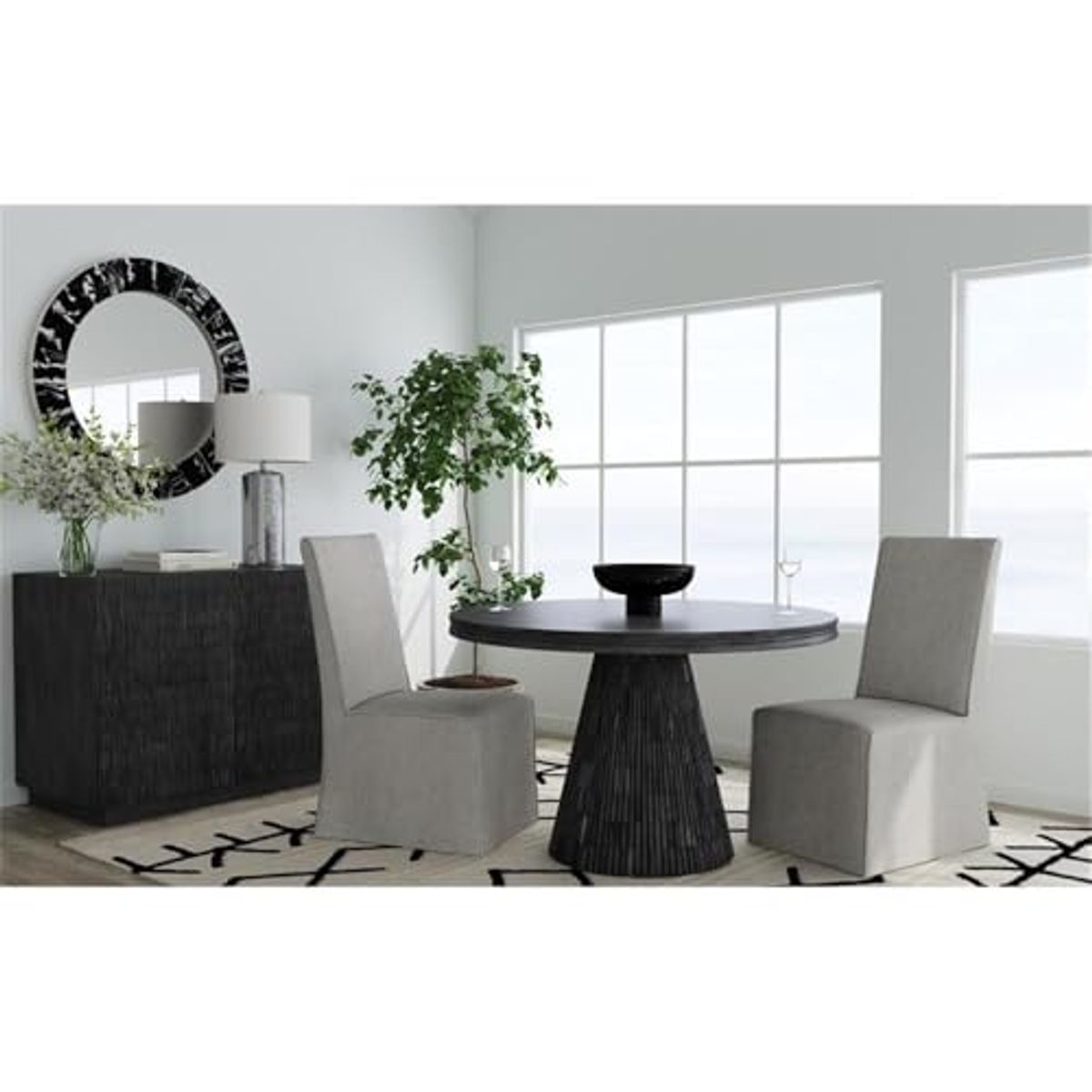 Bassett Mirror Company Gaines Black Dining Table in Solid Mango Wood