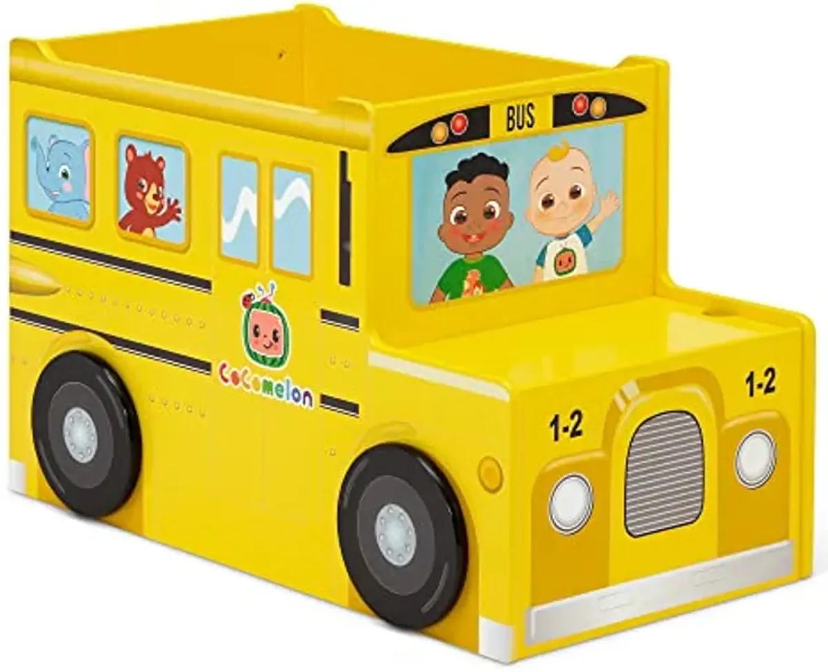 Delta Children CoComelon School Bus Toy Box - Greenguard Gold Certified