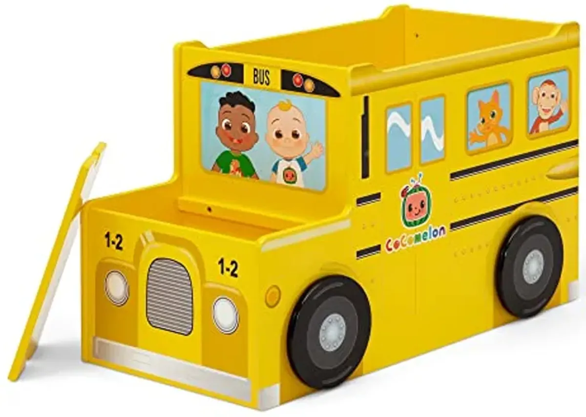 Delta Children CoComelon School Bus Toy Box - Greenguard Gold Certified