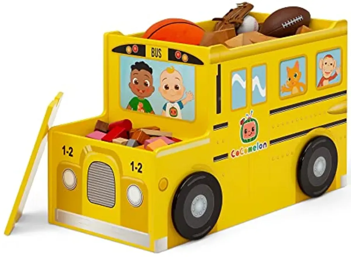 Delta Children CoComelon School Bus Toy Box - Greenguard Gold Certified