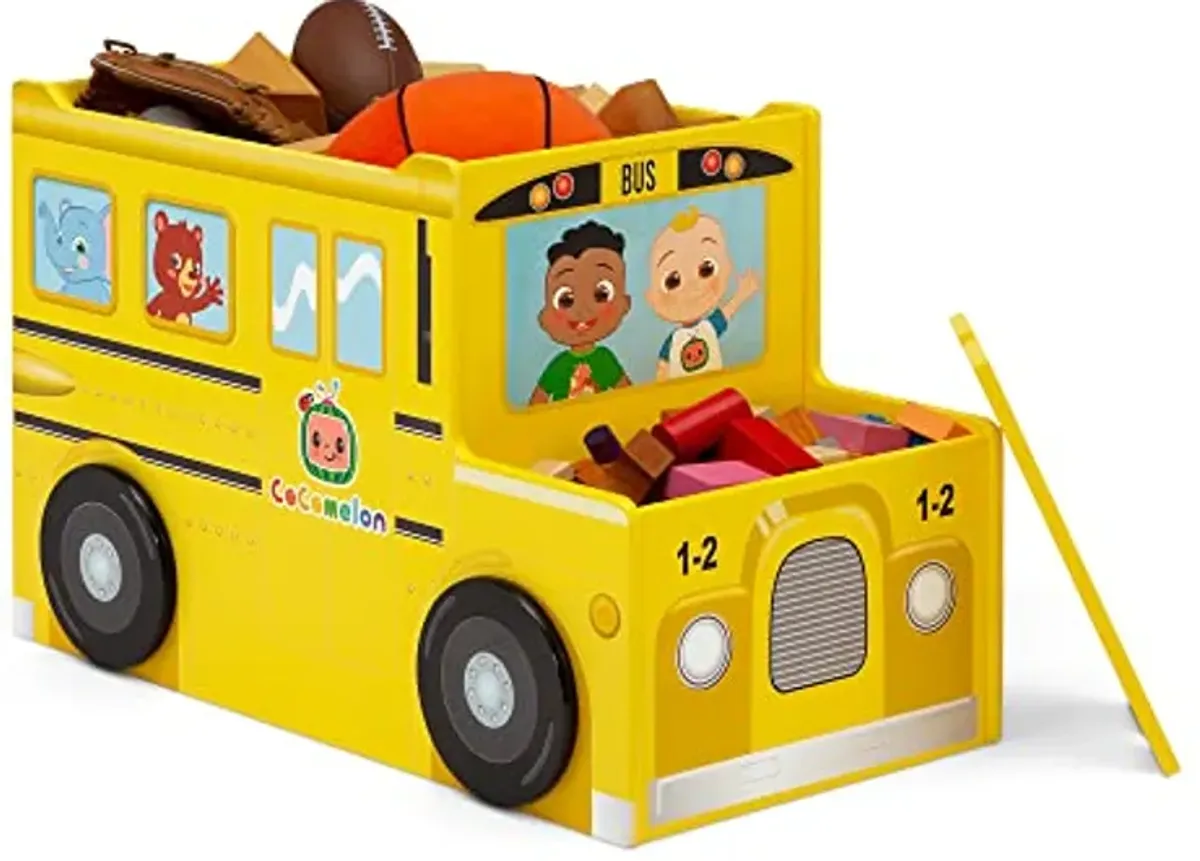 Delta Children CoComelon School Bus Toy Box - Greenguard Gold Certified