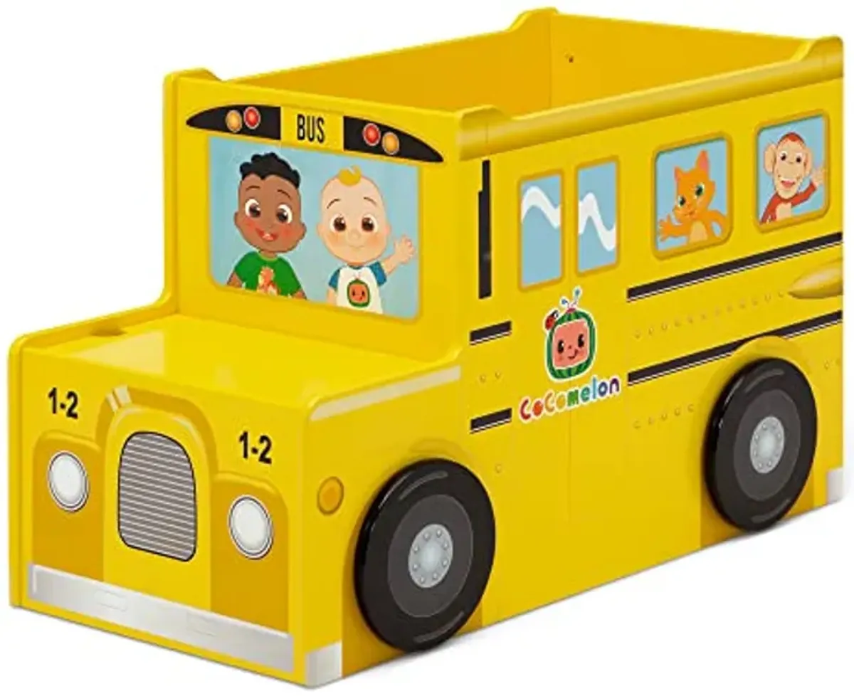 Delta Children CoComelon School Bus Toy Box - Greenguard Gold Certified