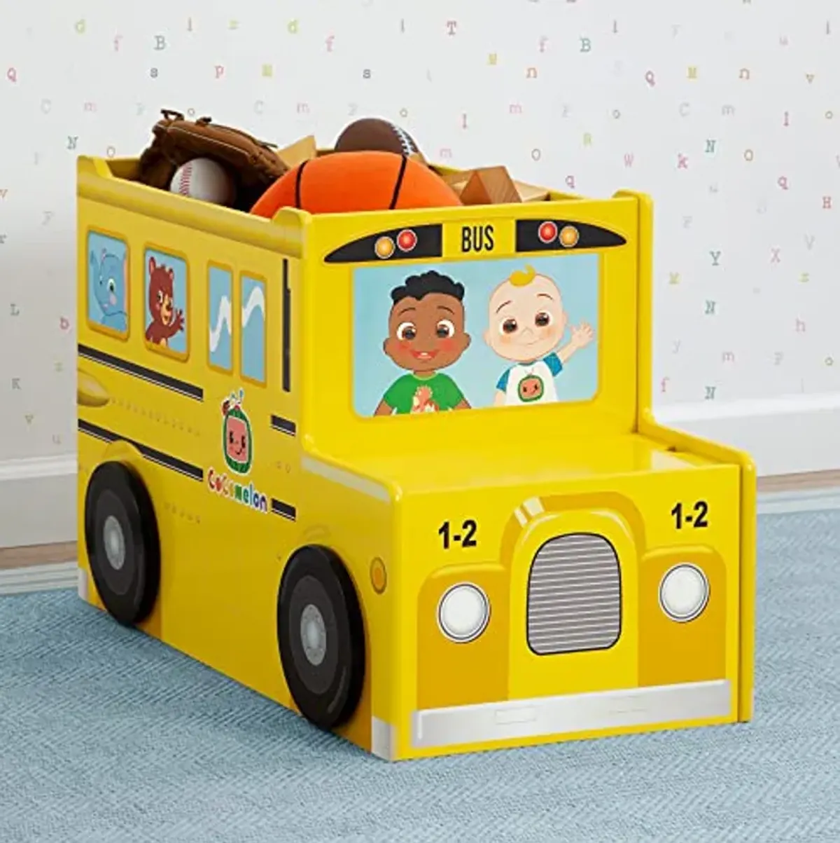 Delta Children CoComelon School Bus Toy Box - Greenguard Gold Certified