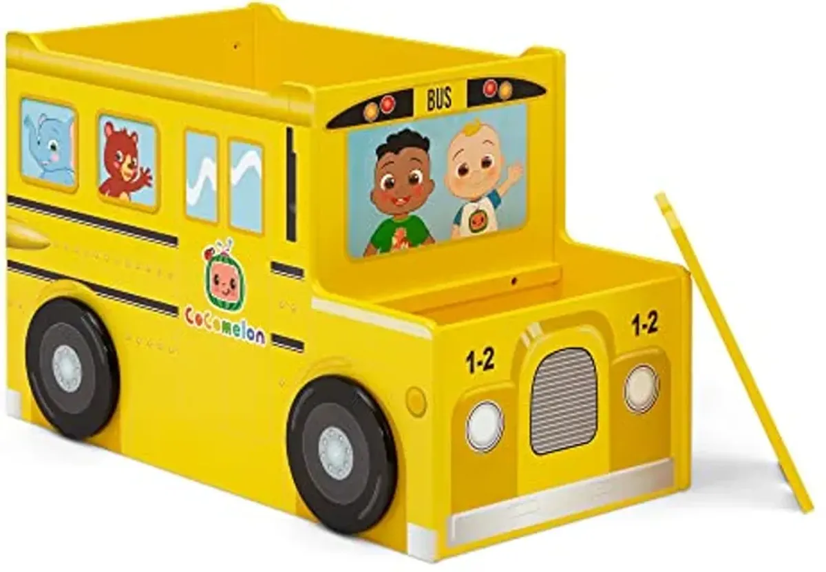 Delta Children CoComelon School Bus Toy Box - Greenguard Gold Certified