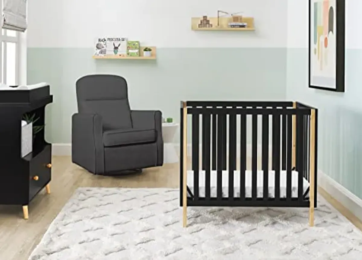 Delta Children Gio Mini Crib with 2.75" Mattress Included, Ebony/Natural