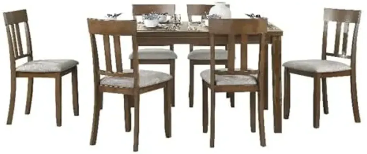 Homelegance Lexicon Prineville 7-Piece Modern Wood and Fabric Veneer Dining Set in Cherry