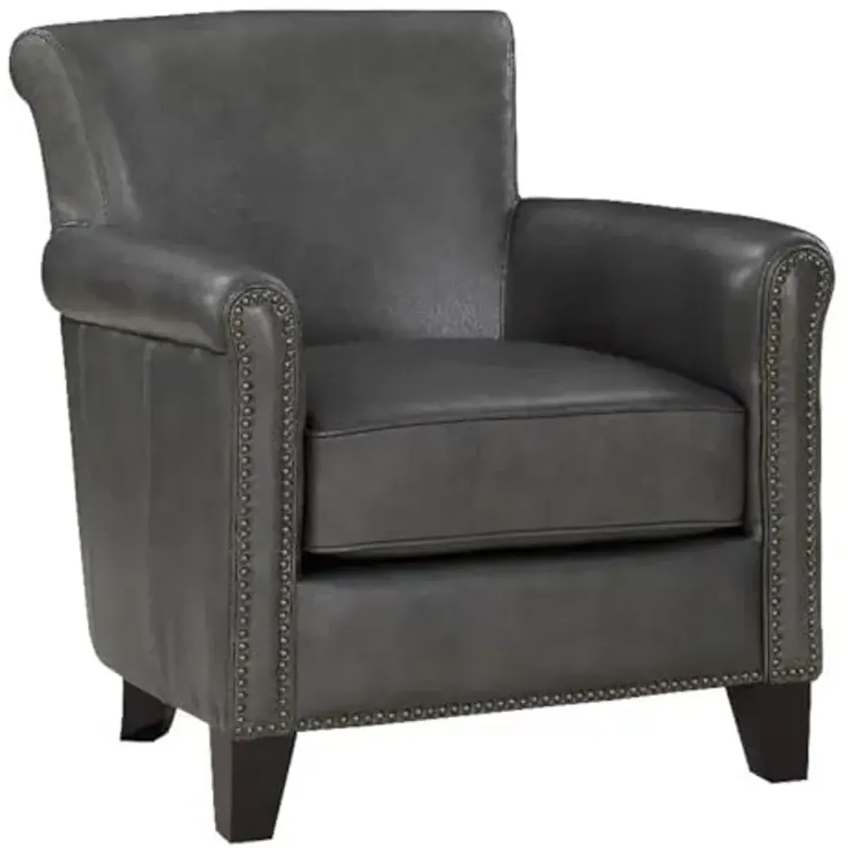 Lexicon Braintree 20.5" Traditional Plywood and Leather Accent Chair in Gray